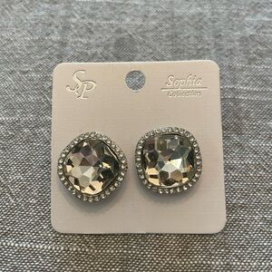 Sophia Collection Silver Stud Earrings
